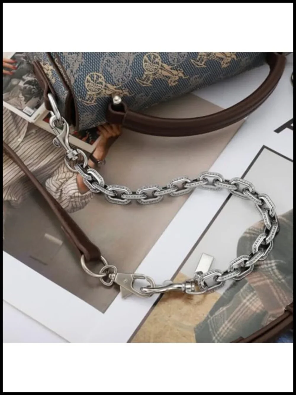 Retro Bag Charm Chain Purse Extender Chain Silver Wallet Accessory for Women